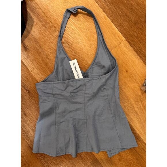 Urban Outfitters Sari Seamed Linen-Blend Halter Vest Top - Picture 5 of 5